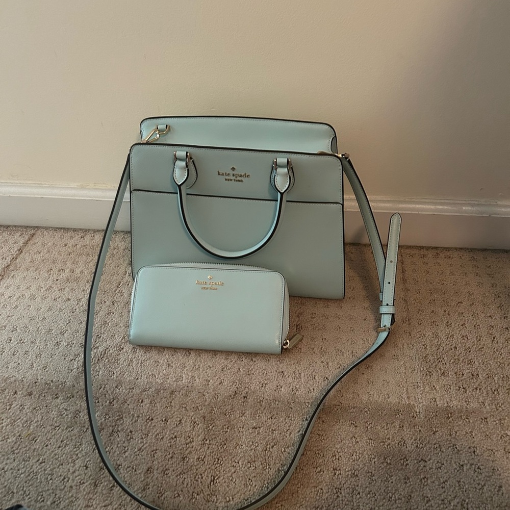 Kate Spade Soft Blue Satchel and Wallet